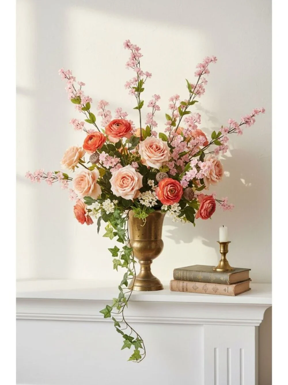 Pink Artificial Filler Flowers Set of 4 18 Inch Mini Blossom Stems for Wreaths A